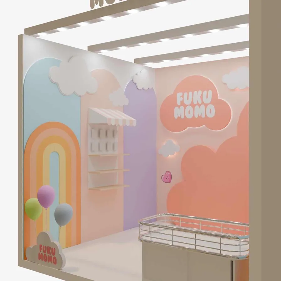 3D render of the Fukumomo booth
