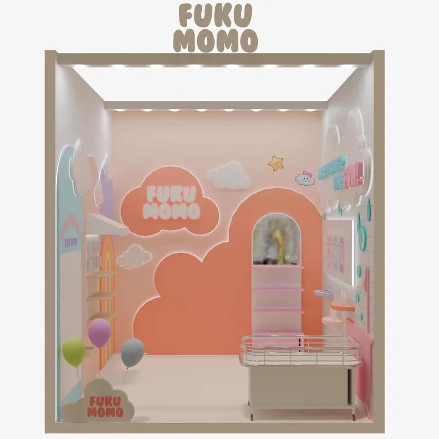 3D render of the Fukumomo booth from another angle
