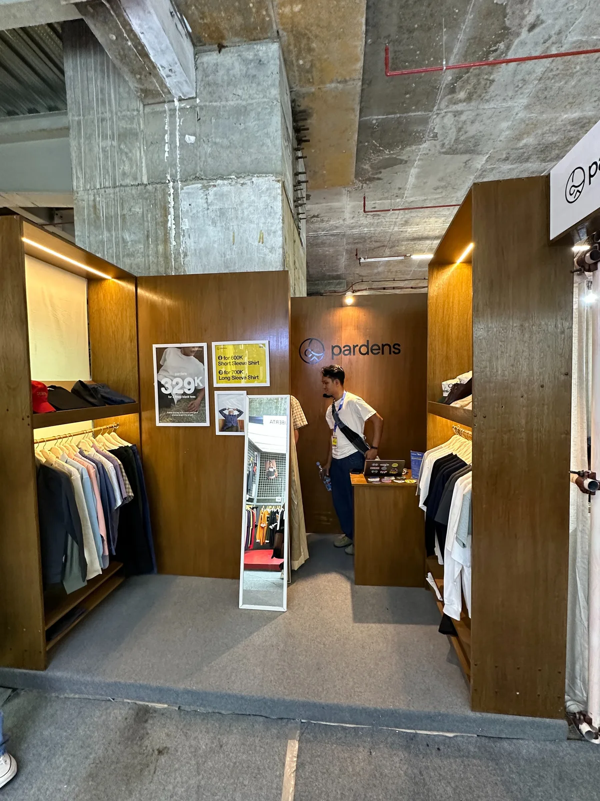 Pardens booth at Brightspot Market with dark timber panels