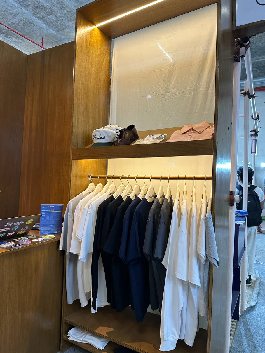 Shelving and lighting detail inside the Pardens booth