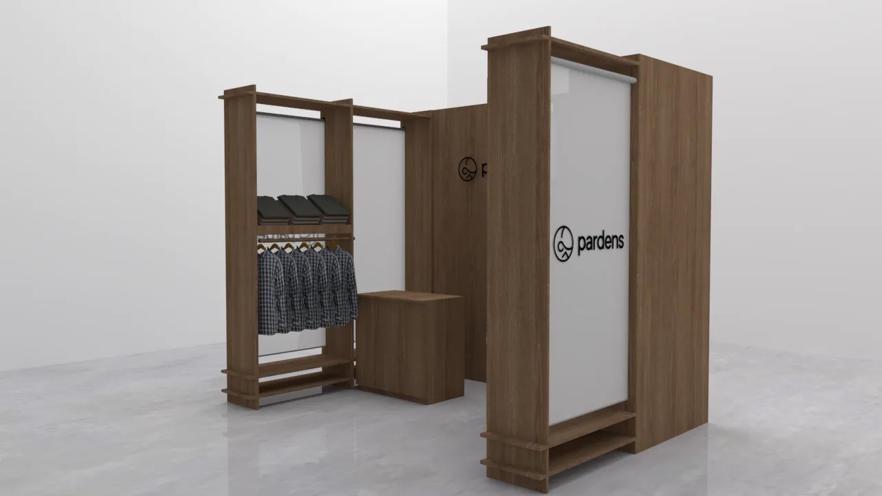 3D render of the Pardens booth for Brightspot Market
